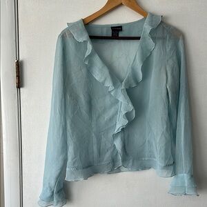 Elegant Blue Ruffled Women's Top